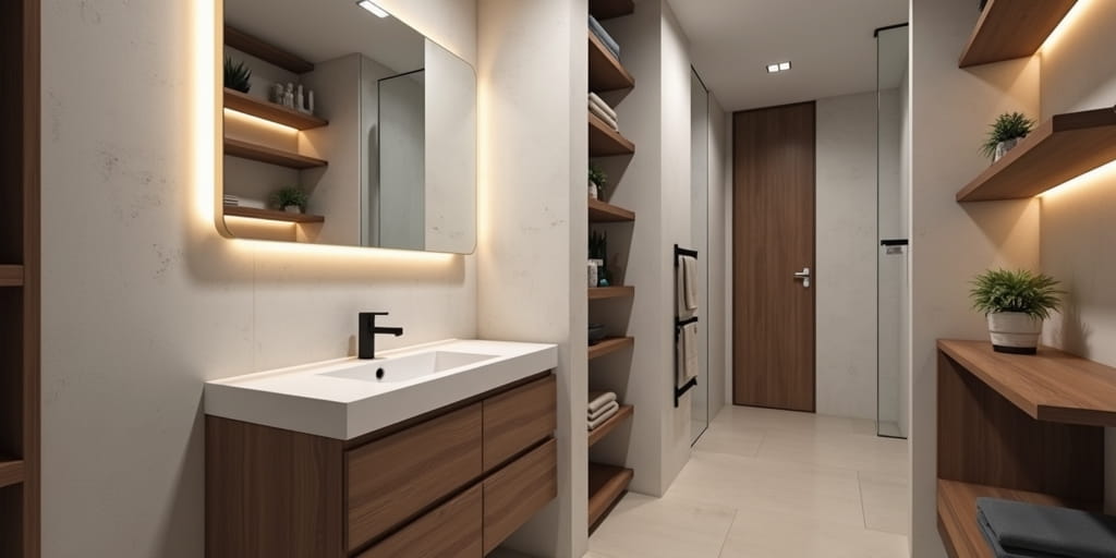 ארון אמבטיה מותאם אישית עם כיור משולב