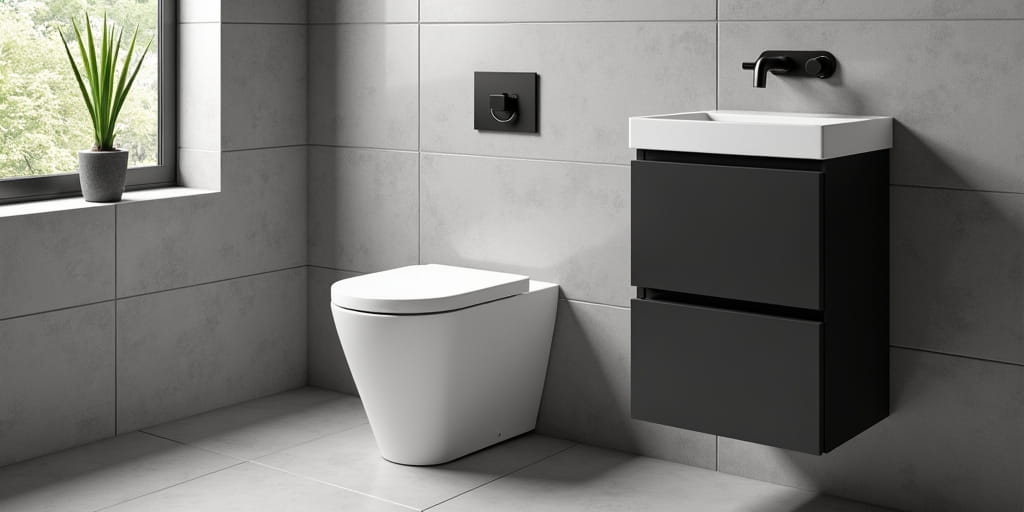 אסלה מונובלוק מודרנית באמבטיה מעוצבת